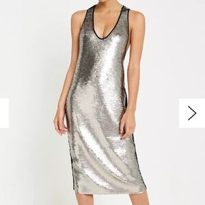 Silver Sequin Sleeveless Dress